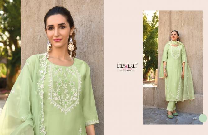 Aasmani By Lily And Lali Silk Embroidery Kurti With Bottom Dupatta Wholesale Clothing Suppliers In India